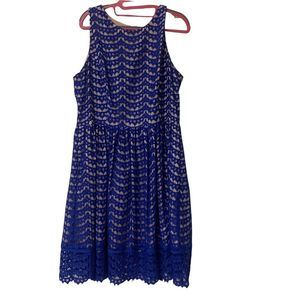 Eliza J cobalt blue sleeveless lace dress. Size 14